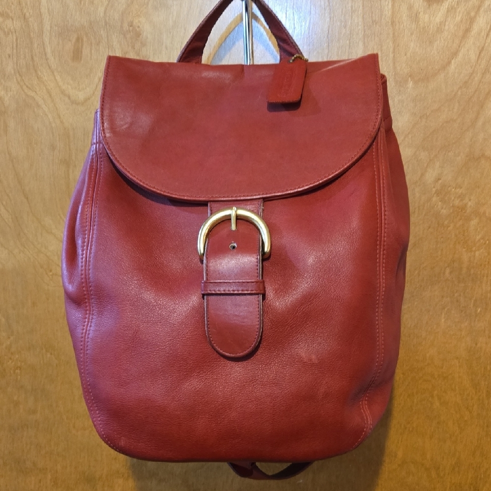 Vintage Coach Soho Buckle Red Leather Backpack
